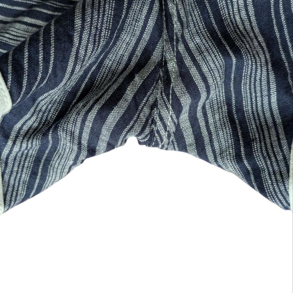 Athleta Linen Navy Striped Retro Style Pull-On Elastic Waist Shorts Women's 4 - Picture 7 of 13